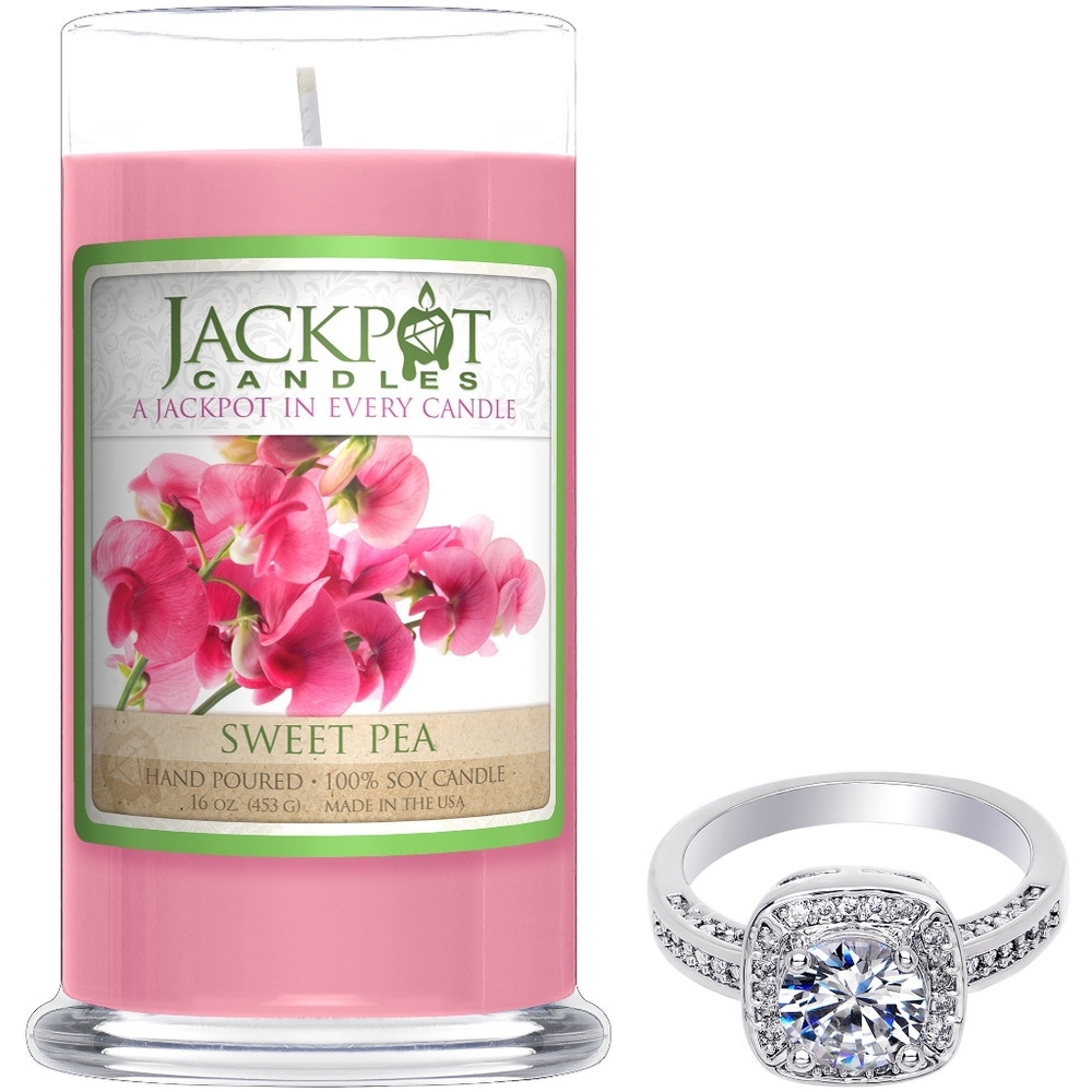 Jackpot Candle - Sweet Pea Scent with Surprise Ring NWT